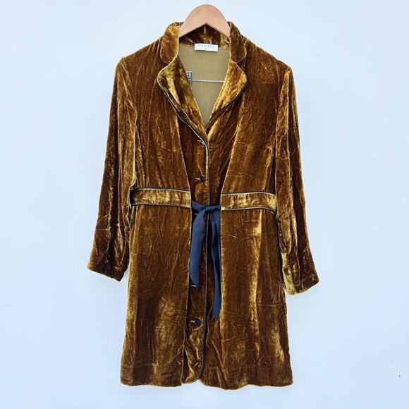 Sandro Paris Eline Velvet Mustard Gold Long Sleeve Dress Mini Short Large 12 - Picture 2 of 16